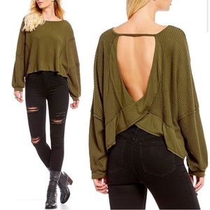 Open Back Waffle Knit Top size Medium